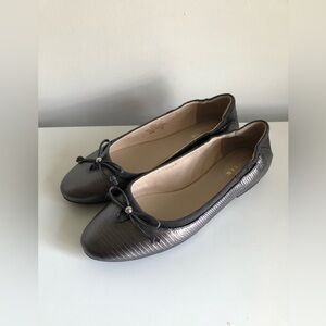 NEW Cole Haan Keira Ballet Flat Pewter Lizard Print